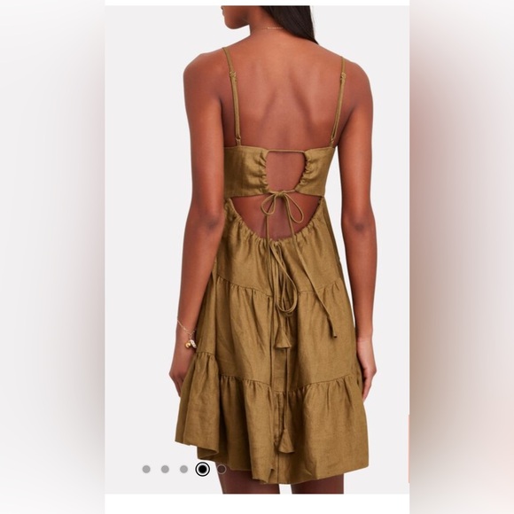 Shona Joy LUCILLE LINEN TIERED MINI DRESS - CUMIN - Picture 8 of 9